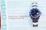 SOLDOUT: Rolex Submariner 16610 "Steel Bluesy" Blue Dial Blue Bezel PAPERS - WearingTime Luxury Watches