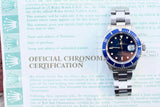 SOLDOUT: Rolex Submariner 16610 "Steel Bluesy" Blue Dial Blue Bezel PAPERS