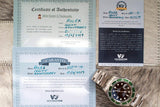 Rolex Submariner Date 16610LV Kermit watch with green bezel, certificates and warranty.