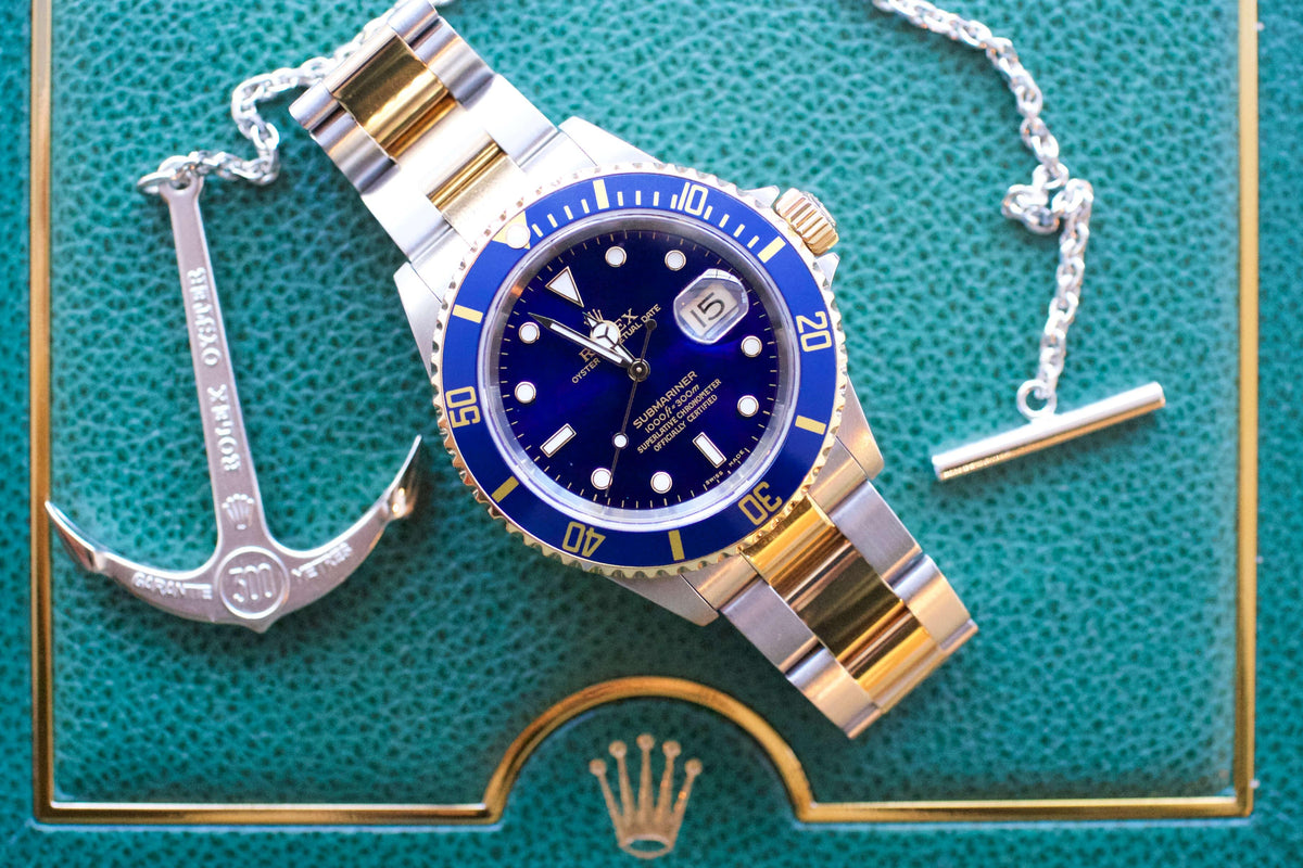 SOLDOUT: Rolex Submariner Two Tone 16613 "Bluesy" Box and Papers 2003 - WearingTime Luxury Watches