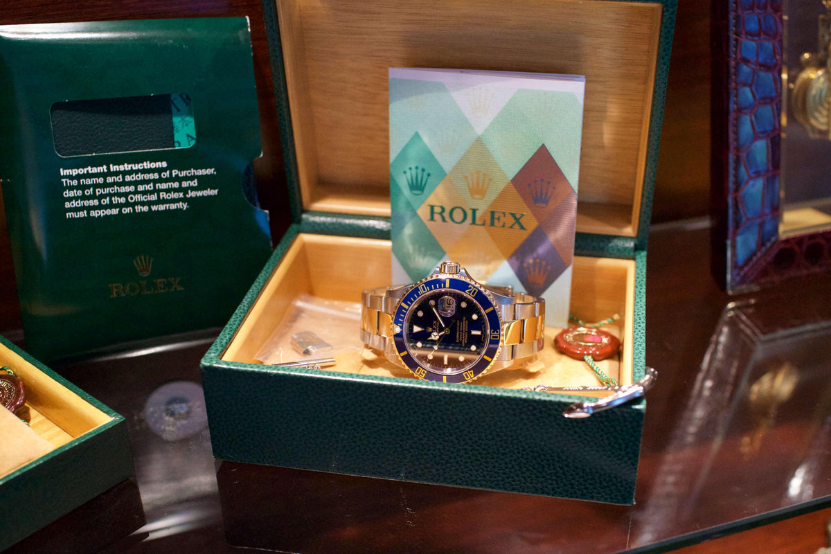 SOLDOUT: Rolex Submariner Two Tone 16613 "Bluesy" Box and Papers 2003 - WearingTime Luxury Watches