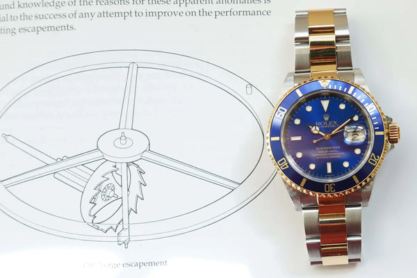 SOLDOUT: ROLEX TWO TONE SUBMARINER 16613 "BLUESY" 1999 Swiss Only Transitional