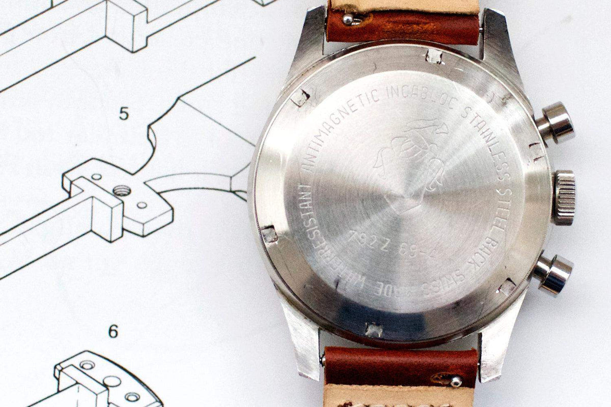 SOLDOUT: Sandoz Valjoux 7734 Vintage Chronograph Red Vignette Dial - WearingTime Luxury Watches