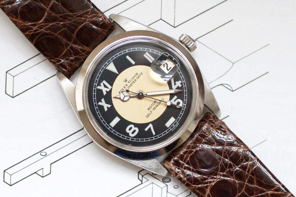 Vintage Tudor Prince Oysterdate watch with California dial and brown leather strap
