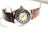 Vintage Tudor Prince Oyster Date watch with California dial and brown leather strap