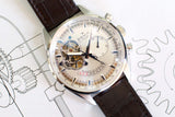 Zenith El Primero chronograph luxury watch with open heart dial and brown leather strap