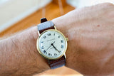 SOLDOUT: Tiffany and Co Automatic 33mm Roman Numeral 14k Gold Watch