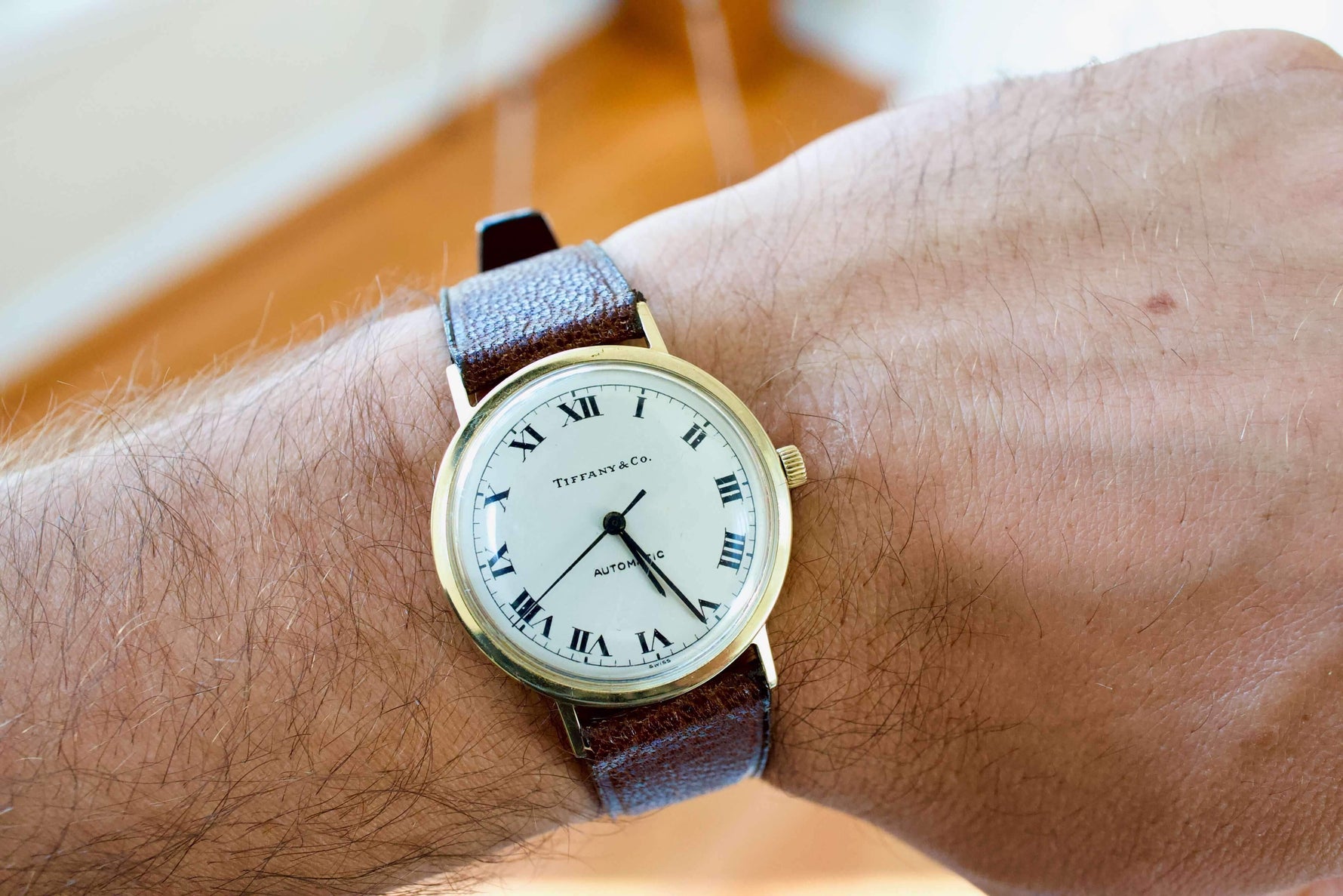 Tiffany and Co Automatic 33mm Roman Numeral 14k Gold Watch - WearingTime Luxury Watches