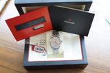 Tudor luxury watch with steel bracelet in original black presentation box with documentation