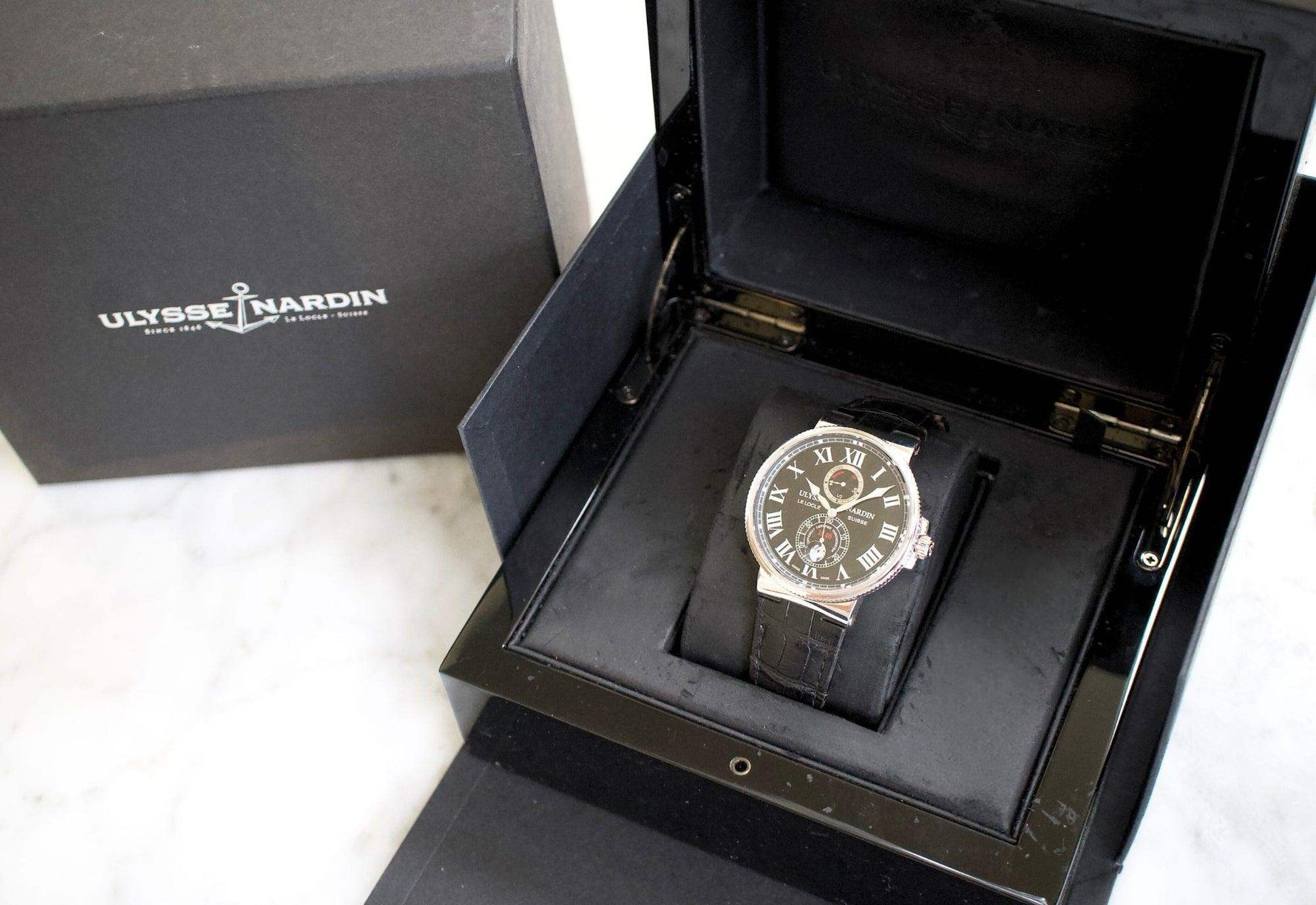Ulysse Nardin Maxi Marine 263-67 Date Power Reserve 200m Black Stainless Steel Box 2010 - WearingTime Luxury Watches