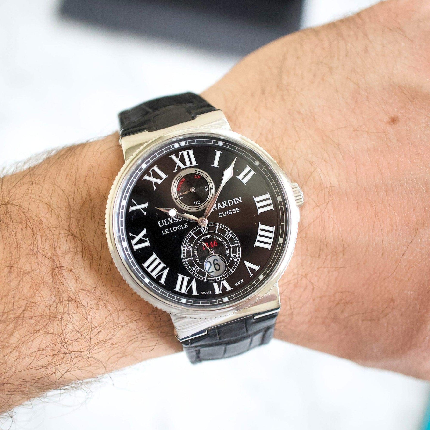 Ulysse Nardin Maxi Marine 263-67 Date Power Reserve 200m Black Stainless Steel Box 2010 - WearingTime Luxury Watches