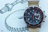 Zenith El Primero automatic luxury watch with a beige strap on a technical drawing